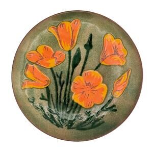 Annemarie Davidson Yellow Tulip Enamel Copper Plate MCM Art